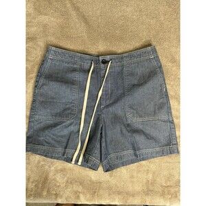 Dockers Chambray Shorts Drawstring Waist Light Wash 100 Cotton Mid Rise Size 8